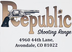 Republic Shooting Range logo and address