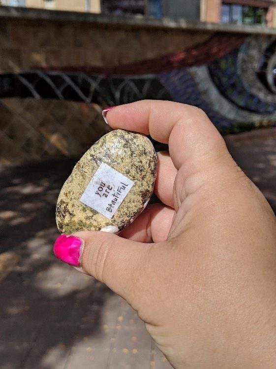 "You are Beautiful" message on a rock