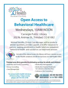 open access behavioral healthcare Trinidad flyer