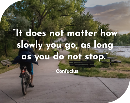Confucious meme: "It does not matter how slowly you go, as long as you do not stop."